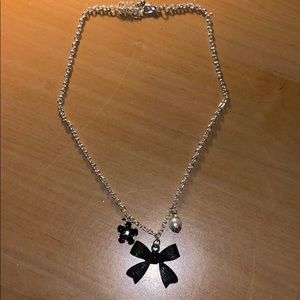 Black bow tie necklace